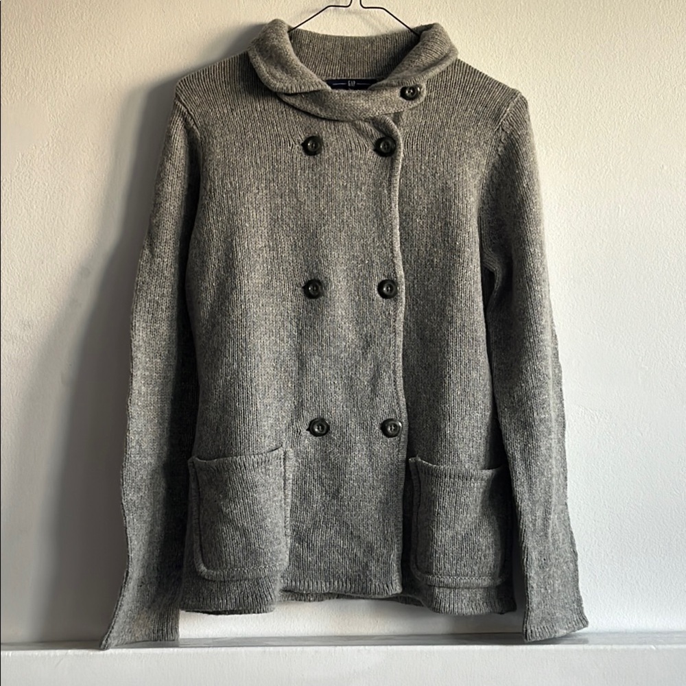 Gray Double-Breasted Women's Sweater